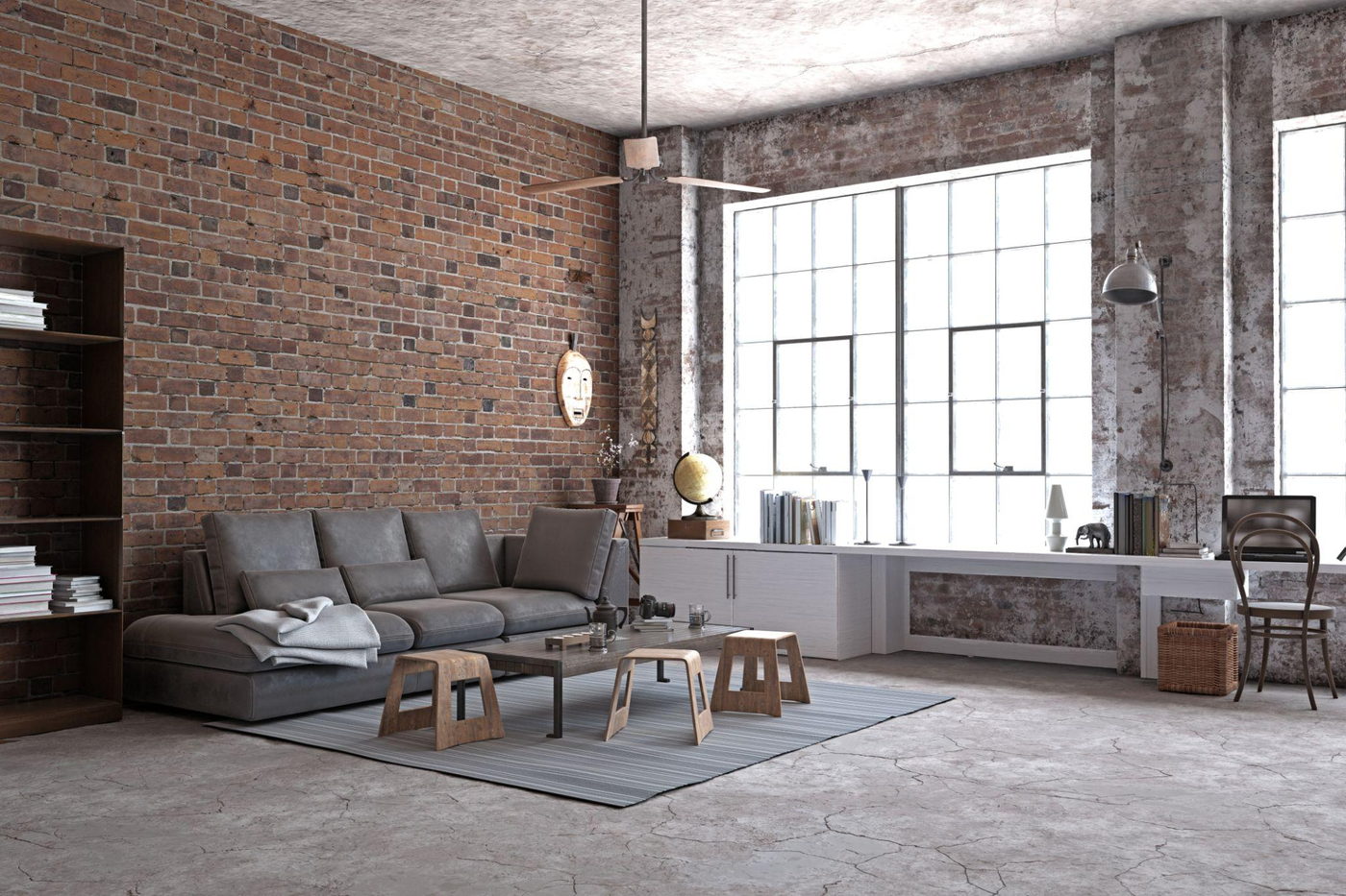 Salón industrial con pared de ladrillo visto en Alicante — Royal Imbau