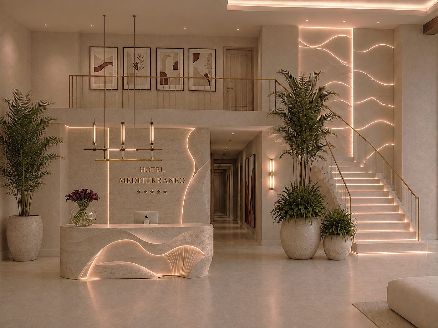 Recepción reformada con iluminación indirecta en Alicante — Royal Imbau